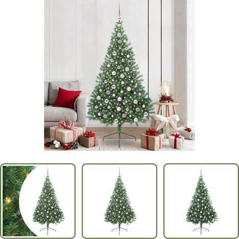 LED-Beleuchtung - Künstlicher vorbeleuchteter Weihnachtsbaum Grün 210 cm PVC (1/5)