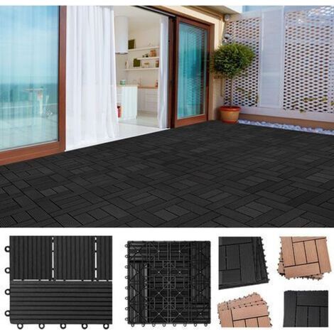 11x 22x 44x 55x 66x Dalles clipsables en bois composite WPC 30 x 30 cm Dalle de terrasse jardin extérieur 11x Mosaïque anthracite