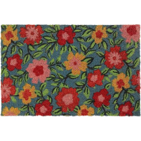 Paillasson Coco, Tapis d’entrée Motif Fleurs, 40x60 cm, antidérapant, résistant, intérieur, extérieur, coloré (1/5)