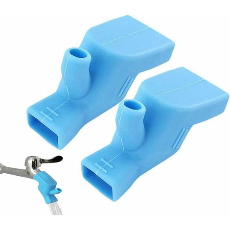 Set mit 2 Silikon-Wasserhahnverlängerungen für Küchenarmaturen, Zahnbürsten, Händewaschen, Badezimmer- oder Küchenspülen (blau), Sunny (1/5)