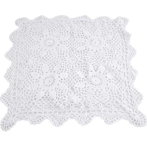 Häkel-Tischdecke Baumwolle Vintage Blumenmuster 40x40cm Weiß