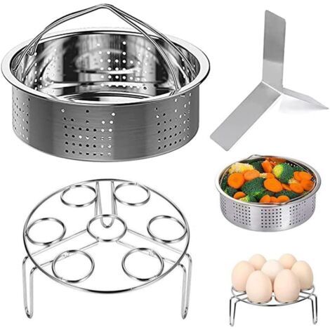 3-teiliges Dampfeinsatz-Set, Dampfeinsatz-Set, Schnellkochtopf-Zubehör, Dampfeinsatz-Trennwand, Edelstahl-Dampfgarer, Eierdämpferhalter, für Küchenzubehör (1/5)