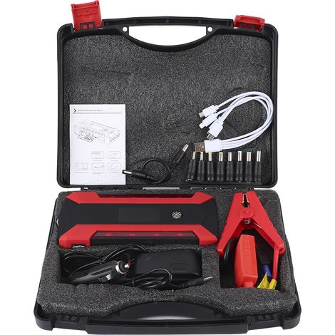 Batterie de démarrage 89800mAh avec 4 ports USB, 3 modes lumineux, lame de coupe, banque d'alimentation d'urgence 100-240V. (1/5)