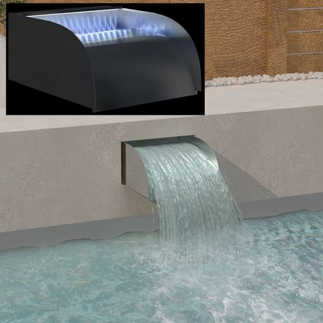 Cascade - Fontaine + LED Inox Bassin De Jardin & Piscine 30 x 34 x 14 cm