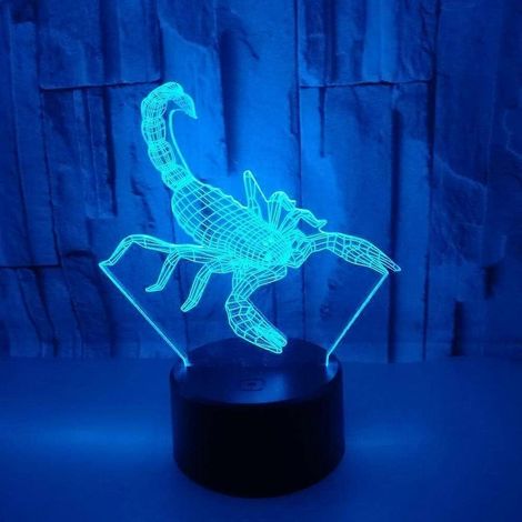 Veilleuse 3D LED en forme de scorpion, veilleuse enfant 16 couleurs à intensité variable avec télécommande tactile intelligente, cadeau de Noël et d'anniversaire pour garçons et enfants. (1/5)