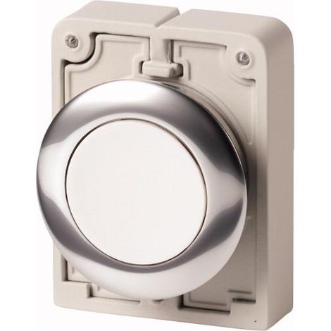 Bouton poussoir 30mm flush à accrochage blanc sans inscription EATON M30C-FDR-W