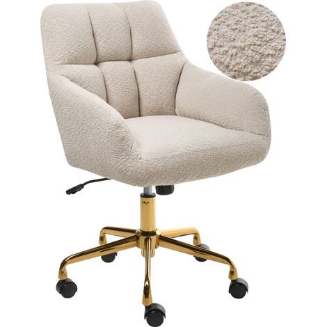 Silla de oficina de bouclé de poliéster estructura de metal dorado función giratoria ajustable muebles de oficina beige claro Palmdale (1/5)