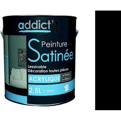 Pintura acrílica multisustrato para interiores, negro satinado, 2,5 litros.