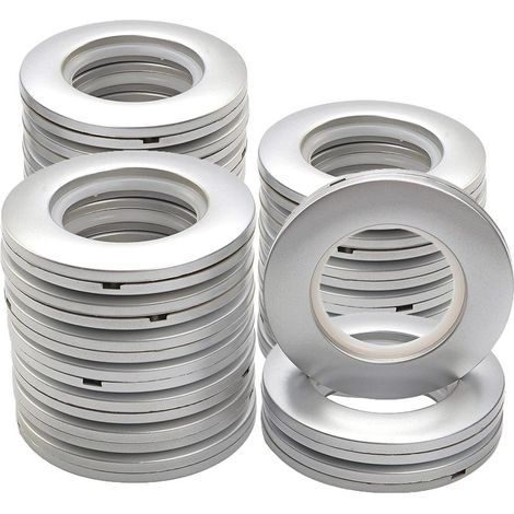 (Argenté)32Pcs Anneaux à œillets Rideau Anneaux, Oeillets Rideaux à Clipser Plastique Diamètre Intérieur 40mm Anneaux de Bricolage (1/5)