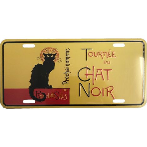 Plaque décorative métallique Le Chat Noir