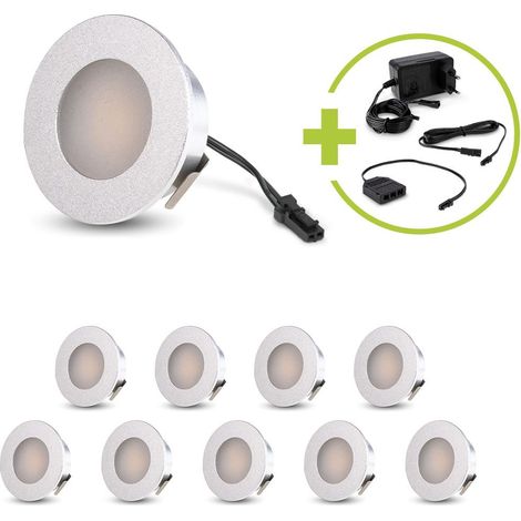 LED Mini Einbauspot rund 1.2W 12V IP20 Ausschnitt Ø32mm - Lichtfarbe: Warmweiß 3000K - Anzahl: 10x