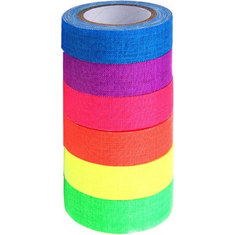 Ruban adhésif décoratif lumineux - Ruban néon disponible en 6 couleurs néon - Rouleau de 5 m x 1,5 cm