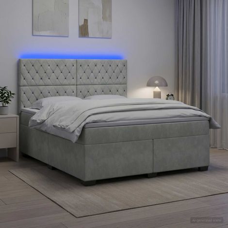 Cama box spring con colchón Gris Claro 140 x 200 cm Terciopelo (1/5)