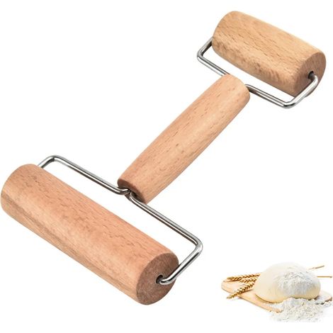 Rouleau à pâtisserie en bois double extrémité, outil de cuisine pour étaler pâte à tarte et préparations pâtissières (1/5)