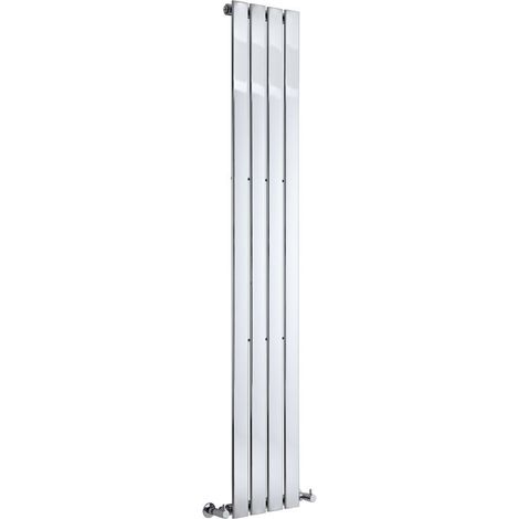 Milano Alpha Chrome Vertical Column Single Flat Panel Radiator - 1800mm x 300mm (1/5)