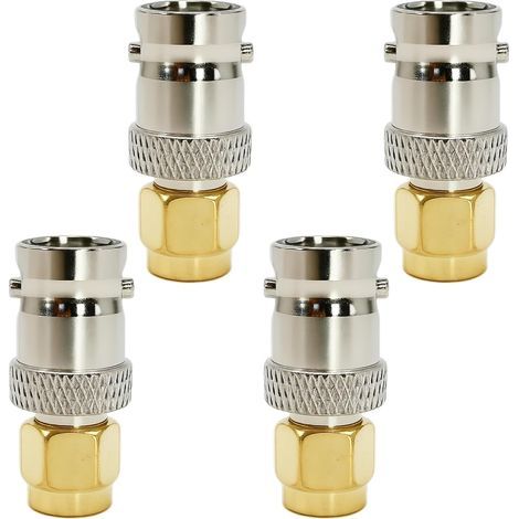 4er-Pack SMA-Stecker auf BNC-Buchse-Adapter – HF-Koaxialanschluss für Baofeng-Amateurfunkgeräte, SDRs, Antennen, WLAN, Koaxialkabel, drahtlose LANs, Funkgeräte, Scanner und andere Geräte (1/5)