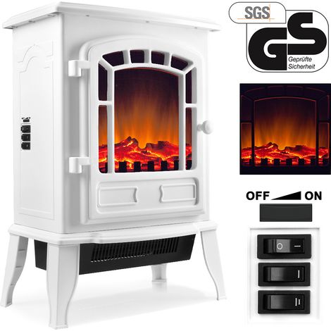 MONZANA® Electric Fireplace with LED Flame Effect Integrated Heater with 1000W & 2000W Settings Overheat Protection Compact Design for Any Room 56.5x39x24cm White (1/5)