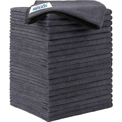 Lot de 20 Chiffons en Microfibre,Torchons Lavette Microfibre Ménage,Ultra-Doux, Haute Absorption, Idéal pour Cuisine, Voiture, vitres et Toute la Maison 30 x 30 CM, Gris (1/5)