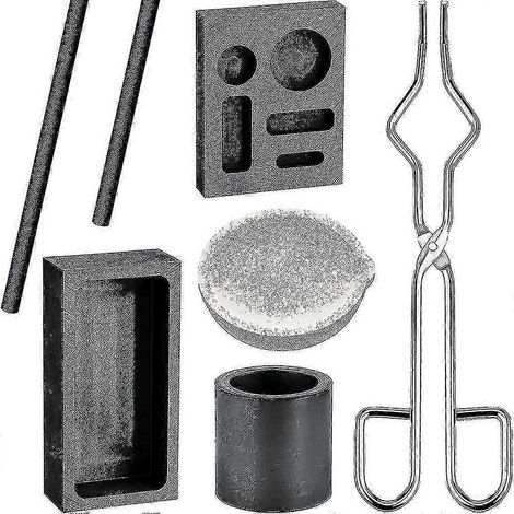 Kit de fusion au chalumeau pour creuset en graphite et quartz avec 2 bâtonnets mélangeurs pour la fabrication de bijoux et la fonte de métaux (1/5)