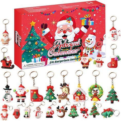 Adventskalender 2025 – 38 x 24 x 4 cm – Sammelbare Schlüsselanhänger – Überraschungsbox aus Kunststoff (1/5)