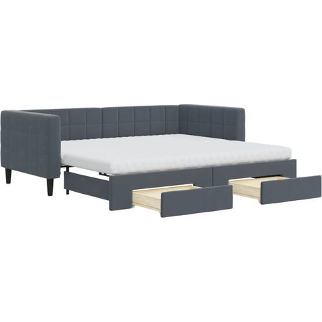 Maison Exclusive - Divano Letto Estraibile Cassetti Grigio Scuro 90x190cm Velluto