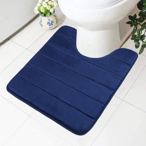 Tapis de bain en mousse à mémoire de forme – 50 x 60 cm – bleu marine – ultra-doux et hautement absorbant (1/5)