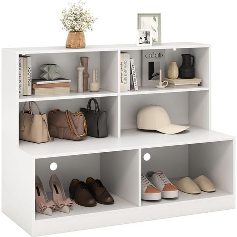 GOPLUS Armoire à Chaussures 6 Compartiments, Banc Chaussures Entrée Kits Anti-basculement, Trous de Ventilation, Meuble Cube de Rangement pour Salon, Couloir,120 x 50 x 90 cm (1/5)