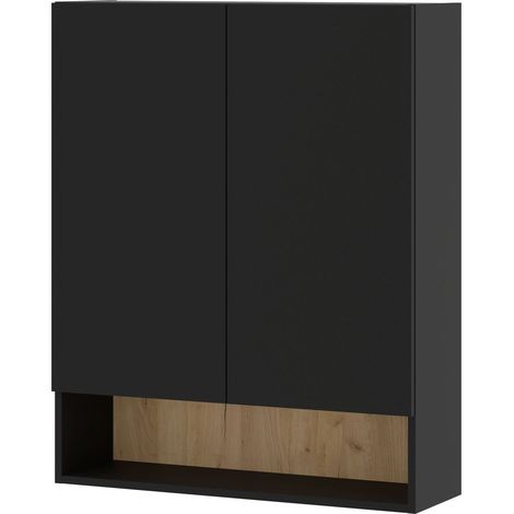 Armoire suspendue ADI 80 au-dessus de la machine à laver, noire (1/3)