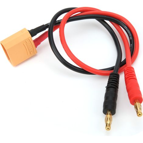 Câble adaptateur 30cm XT90 mâle vers fiche banane 4mm 14AWG pour chargeur batterie LiPo B6 (1/5)