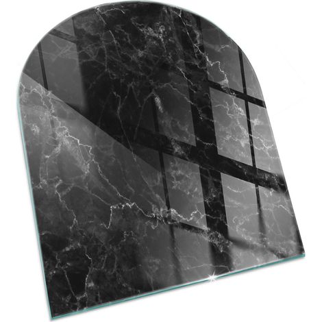 Plaque Rectangulaire en verre trempé de sol décorative imprimée premium sous cheminée Motif marbré élégant 80x70 cm (1/5)