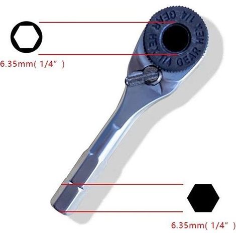 Clé à cliquet double sens pour embouts 6.35mm, outil multifonction de poche pour vissage rapide et réparation précise en espace restreint