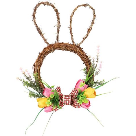 2 decorazioni per la porta d'ingresso: ghirlanda di tulipani, decorazione per le festività pasquali. (1/5)