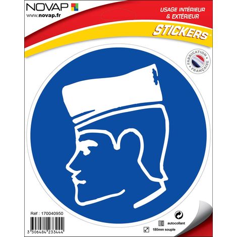 Panneau Beret obligatoire - Adhésif Ø180mm - 4233444
