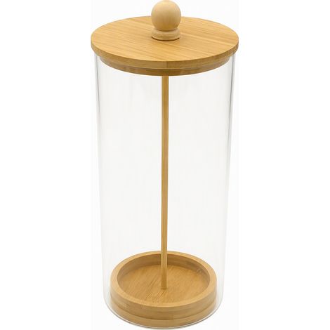 Porte-gobelets en bois 25 cm pour 8 verres, présentoir de rangement de bureau, grand gobelet, bambou avec boule décorative (1/5)