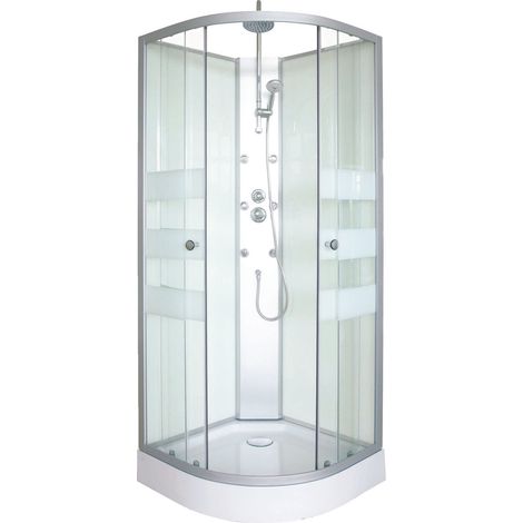 ONDEE - Cabina de ducha hidromasaje AMELIA Blanca - En kit - cuarto de círculo 80cm (1/2)