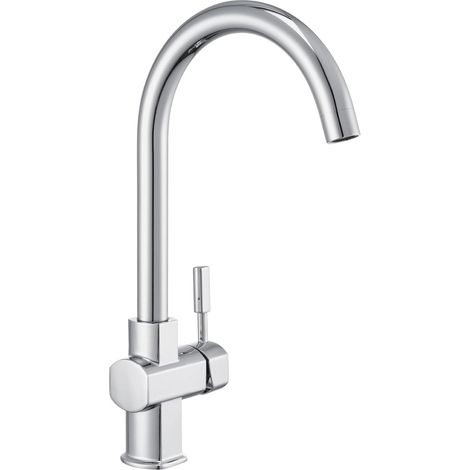 Robinet de cuisine, bec haut, aérateur amovible, poignée unique à 360° pour eau chaude et froide, chromé. (1/5)
