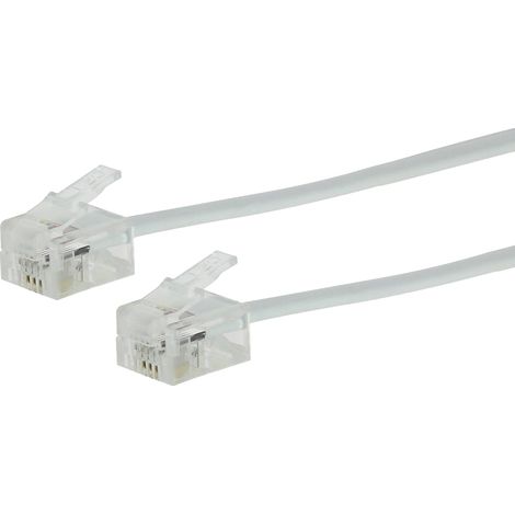 Cable RJ11 Plat Mâle / Mâle Blanc 5 mètres (1/3)
