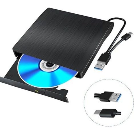 Lecteur DVD portable USB pour ordinateur, lecteur optique externe pour PC portable et tout-en-un (1/5)
