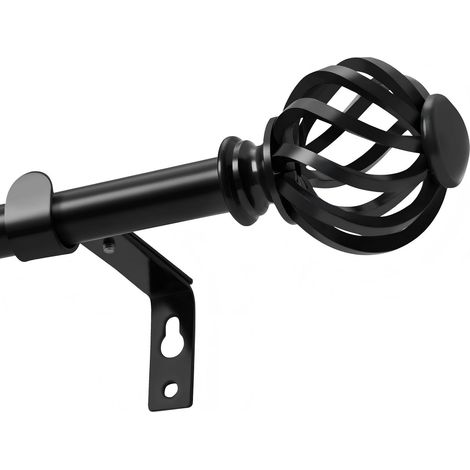 Tringle à rideaux réglable 70-155 cm de diamètre 16 mm avec embouts et supports pour salon, chambre ou cuisine Noir (1/5)