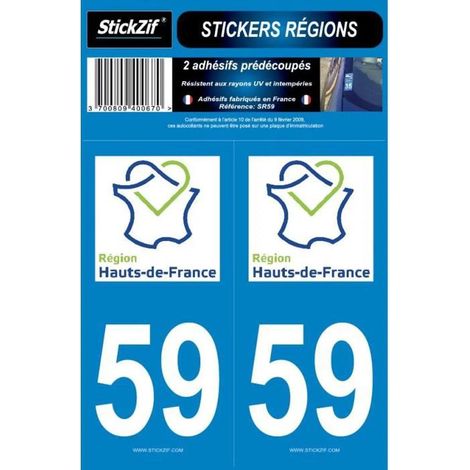 2 autocollants Region Departement 59