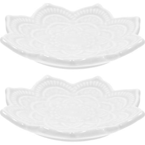 Plateaux à Bijoux pour Rangement et Organisation Pratique en Céramique Blanche Irrégulière Lot de 2 Design Mandala Décoratif, Multifonctionnel (1/5)