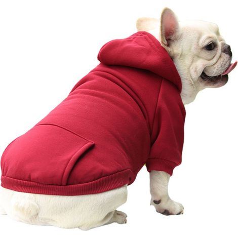 Hoodie Pour Chien - Coton Doux Conception À Deux Pattes Avec Poche Arrière Pour Promenade Et Fête - Rouge - Taille M (1/5)