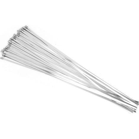100 Stück 4,6 x 450 mm Edelstahl-Kabelbinder, selbstverriegelnd, aus Metall (1/5)