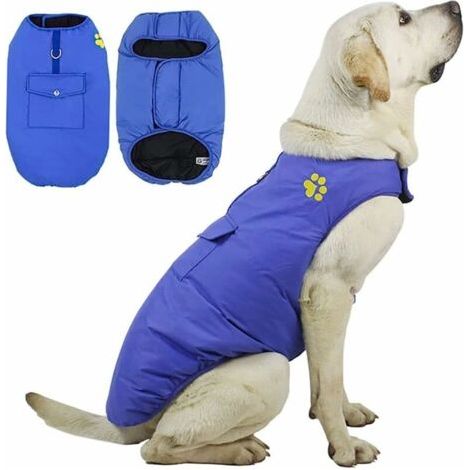 Manteau pour Chien d'hiver Imperméable,Manteau d'hiver pour Chien, en Laine doublé, très Chaude pour Animaux de Compagnie pour Chiens Moyens et Grands,Manteau Chien Hiver(Bleu,Taille XL) (1/4)