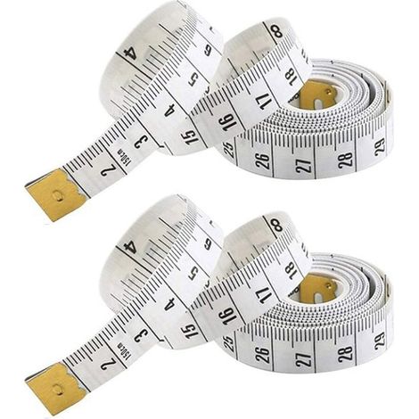 Körpermaßband Doppelseitiges Maßband Ideal für Körpermaße Nähmaßband Lineal Strapazierfähiges Fiberglasmaterial 150 cm Farbe Weiß 2 m Bänder (1/5)