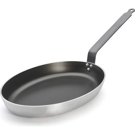 De Buyer 8181.32 - Padella per pesce antiaderente Choc, 32 cm Ovale: 40 x 28 x 4,5cm (BxPxA) (1/3)
