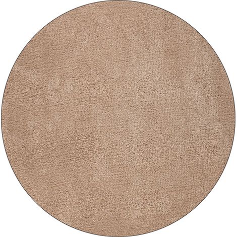 Shaggy Area Rug Sand Beige 140 cm Modern High-Pile Machine-Tufted Round Carpet DEMRE (1/5)