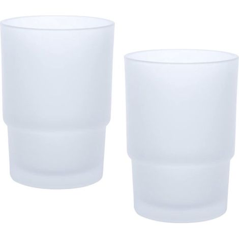 Juego de 2 vasos de vidrio para cepillos de dientes, para niños, soporte de pared para cepillos de dientes, accesorio de baño (mate) (1/4)