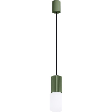Lampada a sospensione moderna, verde oliva, vetro scanalato, sfera bianca, per soggiorno, sala da pranzo, sopra il tavolo, 1xG9 8W, HALO Sollux Lighting (1/5)
