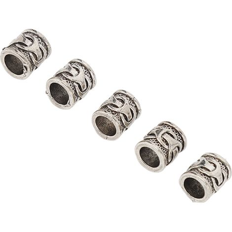 Perles de barbe en alliage rétro, 20 pièces, tubes à cheveux, pendentifs DIY pour création de bracelets et colliers, bijoux (1/5)